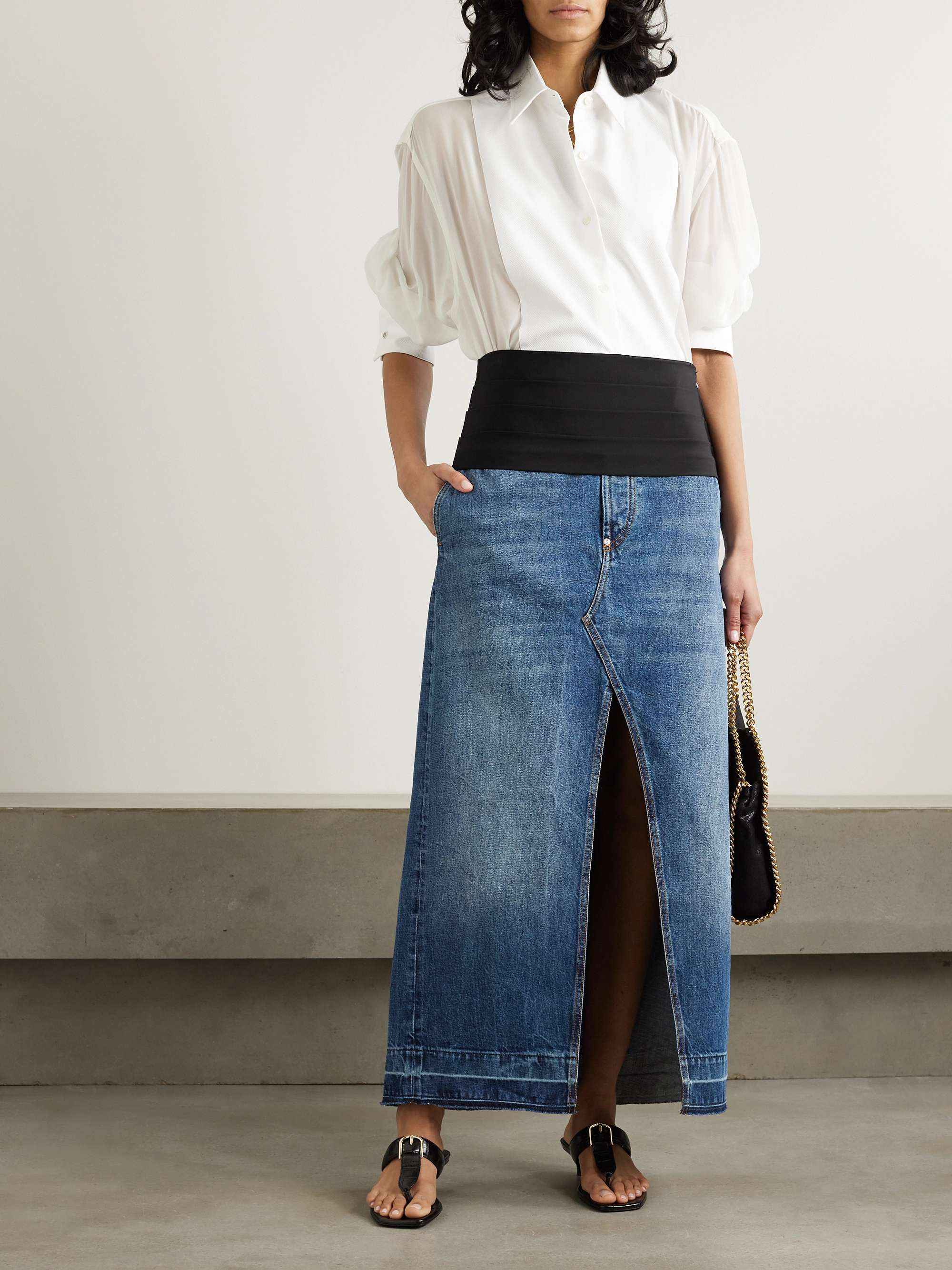 Pleated denim maxi skirt 2025