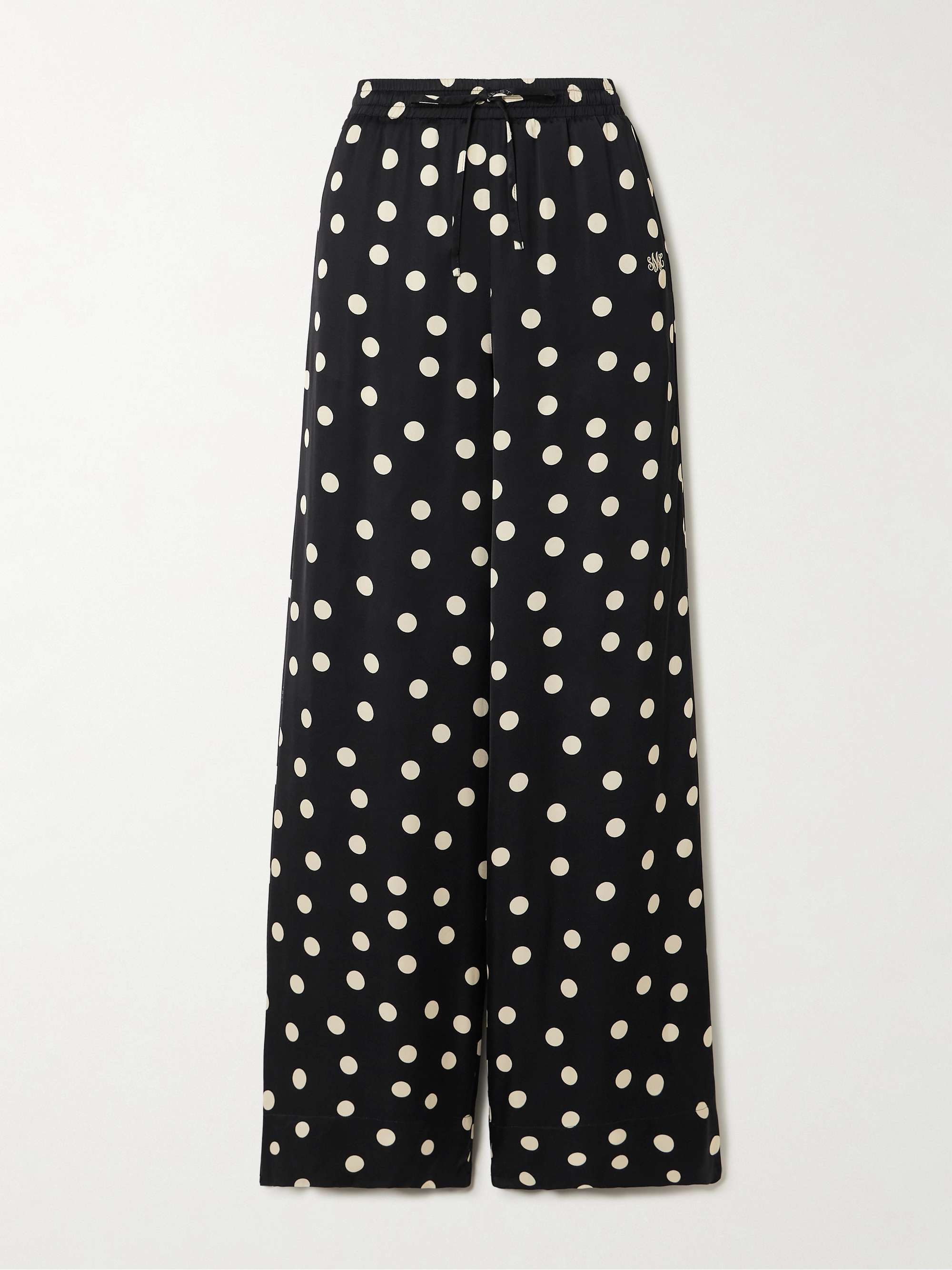 STELLA MCCARTNEY NET SUSTAIN embroidered polka dot satin wide leg pants NET A PORTER