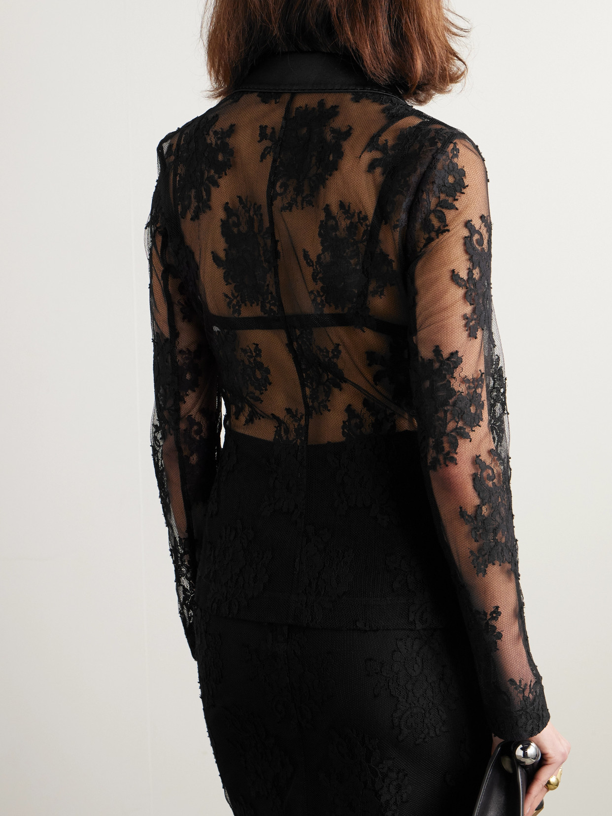 Dolce & Gabbana Appliquéd Satin-trimmed Cotton-blend Chantilly Lace Jacket In Black