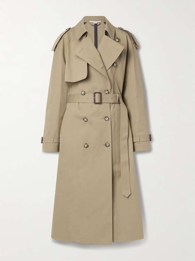 Stella McCartney Belted Double-breasted Cotton-gabardine Trench Coat