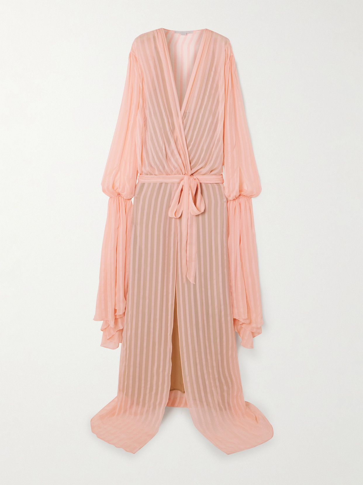 Shop Stella Mccartney + Net Sustain Striped Voile-jacquard Wrap Maxi Dress In Pink