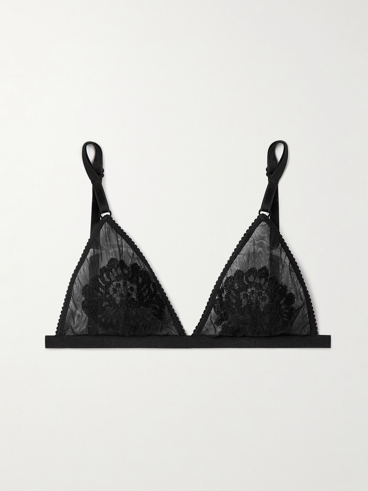 Shop Dolce & Gabbana Tulle And Lace Soft-cup Triangle Bra In Black