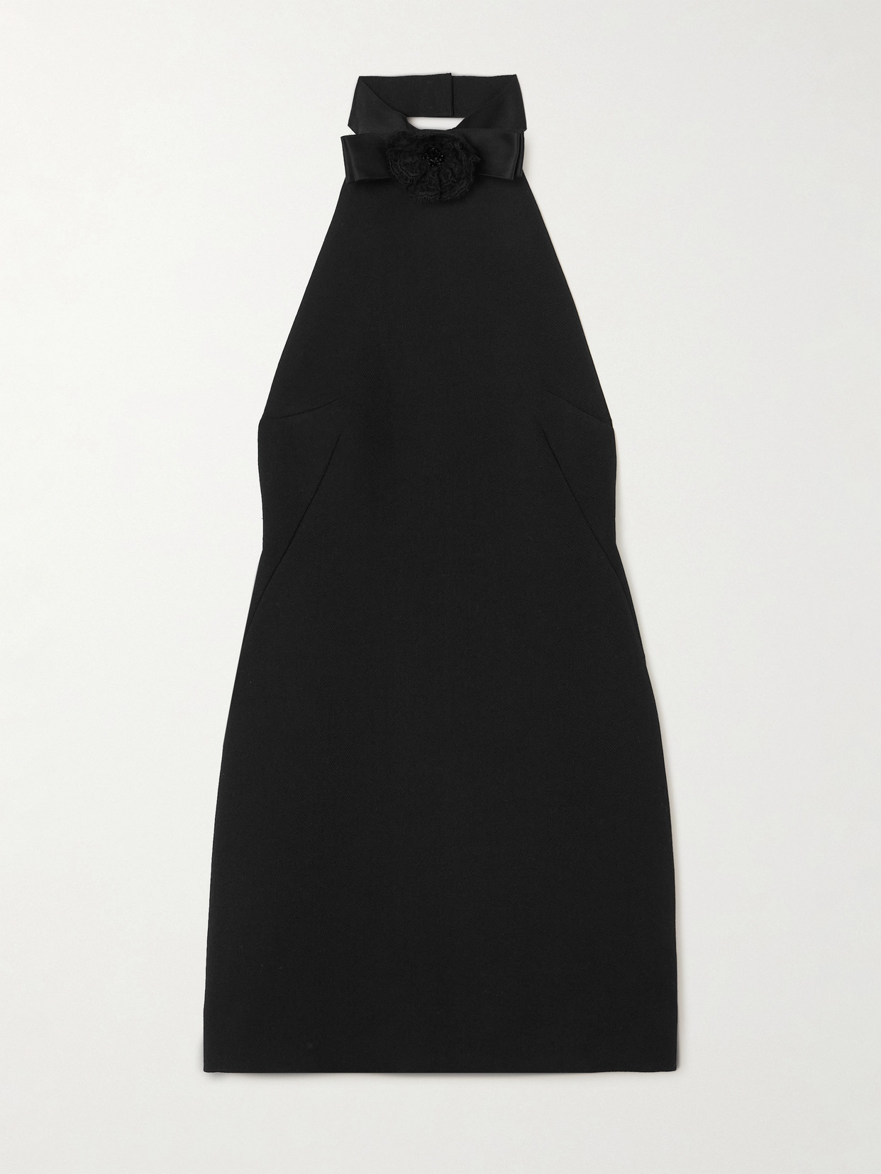 Dolce & Gabbana - Appliquéd Wool-crepe Halterneck Mini Dress - Black