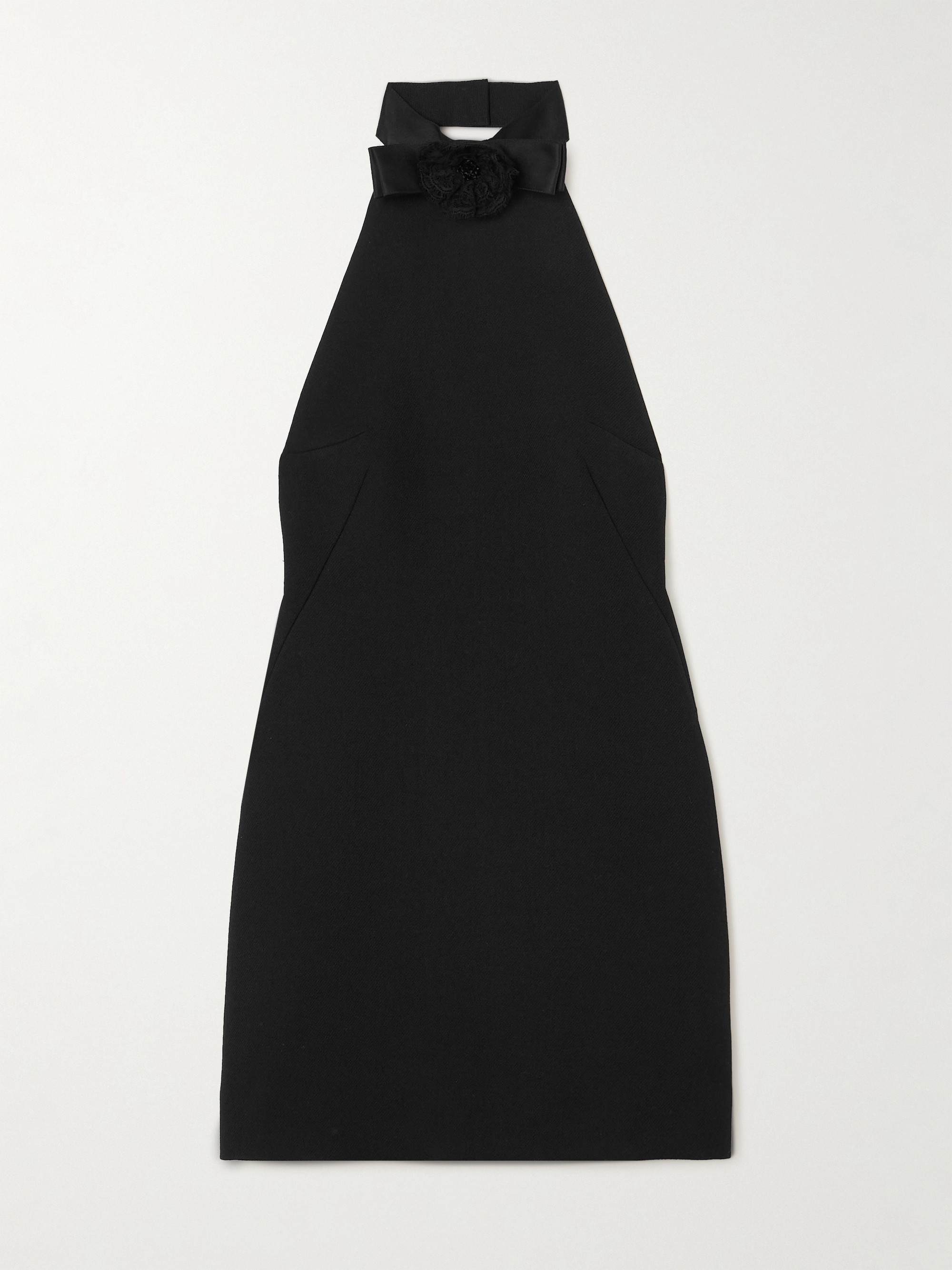 Dolce&Gabbana Appliquéd wool-crepe halterneck mini dress