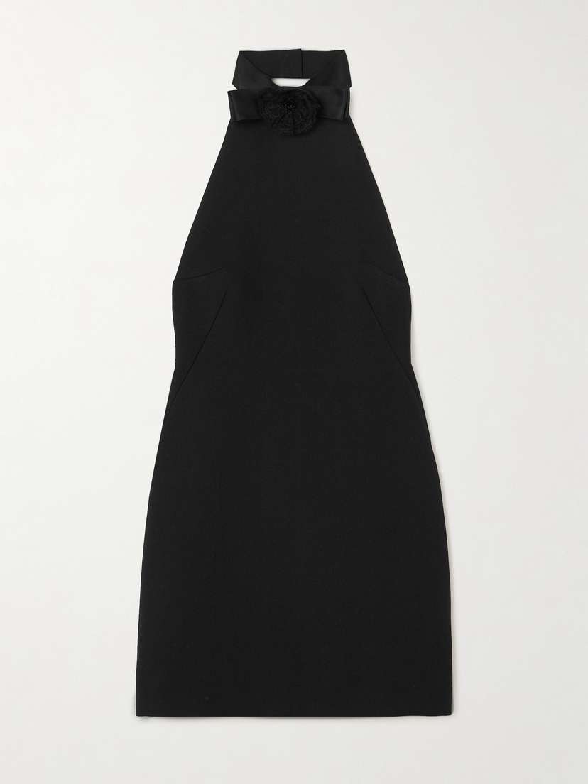 Dolce & Gabbana Appliquéd Wool-crepe Halterneck Mini Dress