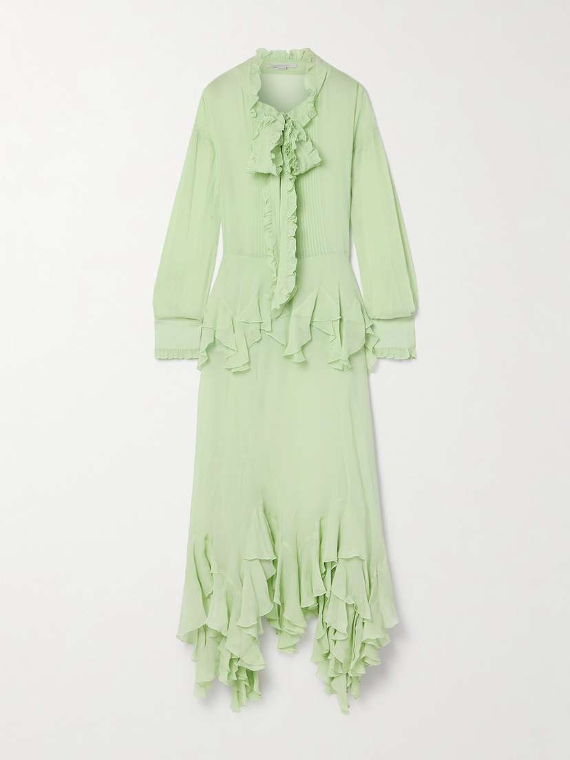 Stella McCartney Tie-neck Ruffled Silk-crepon Gown