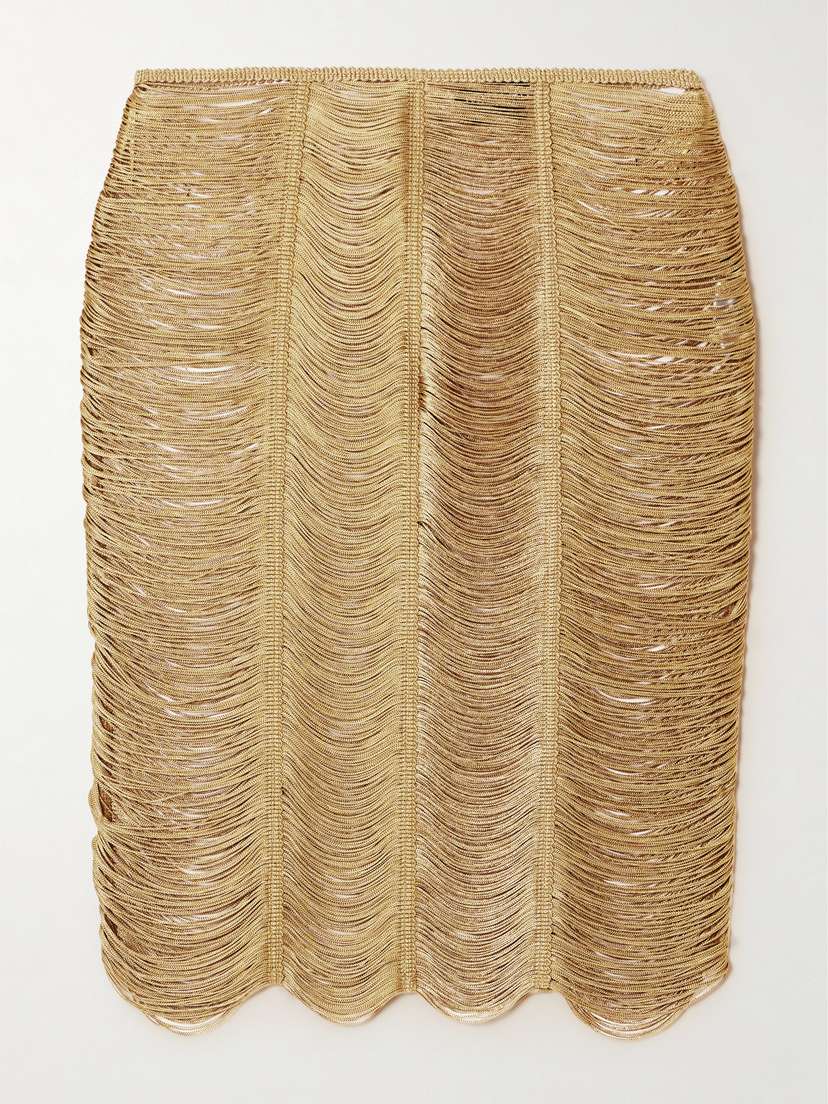 Tom Ford Fringed Open-knit Midi Skirt