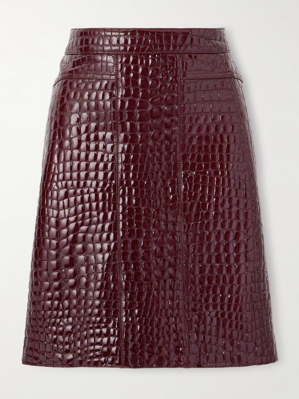 Tom Ford Croc-effect Patent-leather Skirt In Burgundy