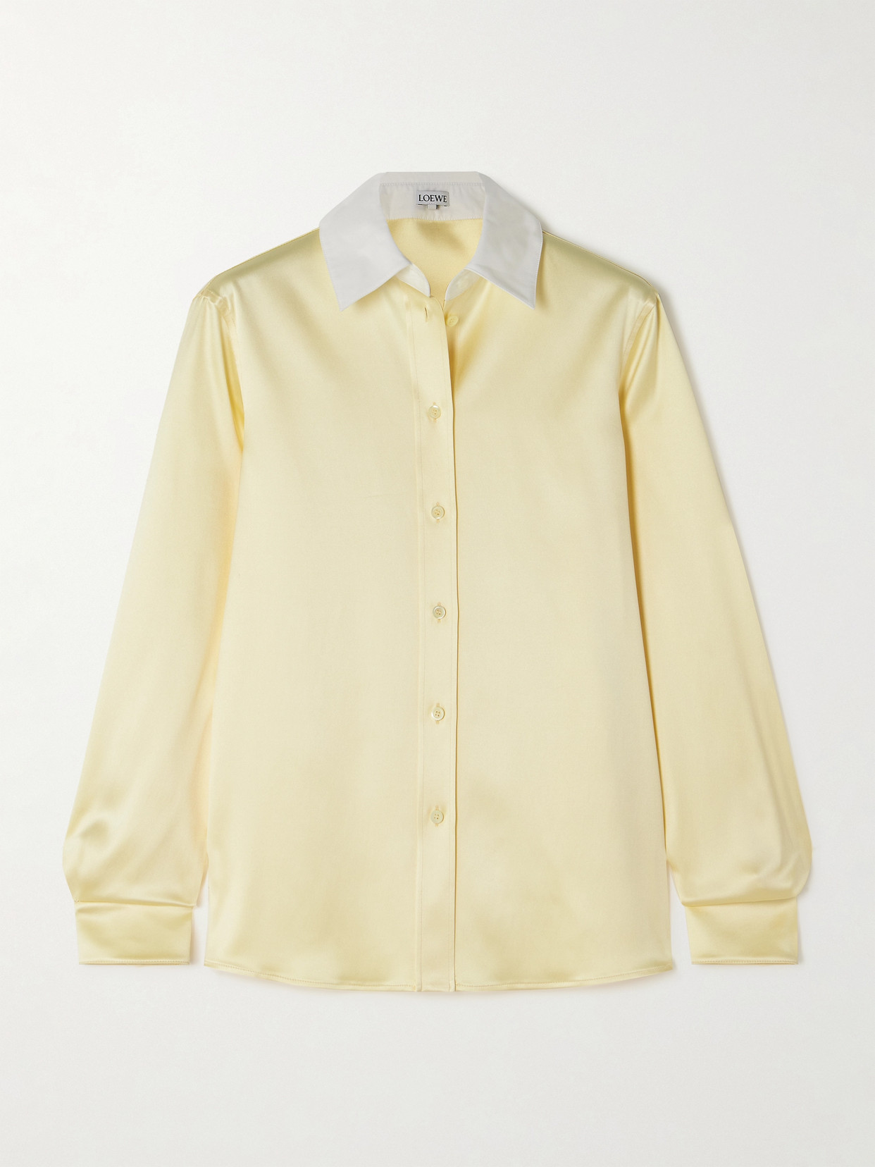 Loewe Cotton Poplin-trimmed Silk-blend Satin Shirt In Yellow