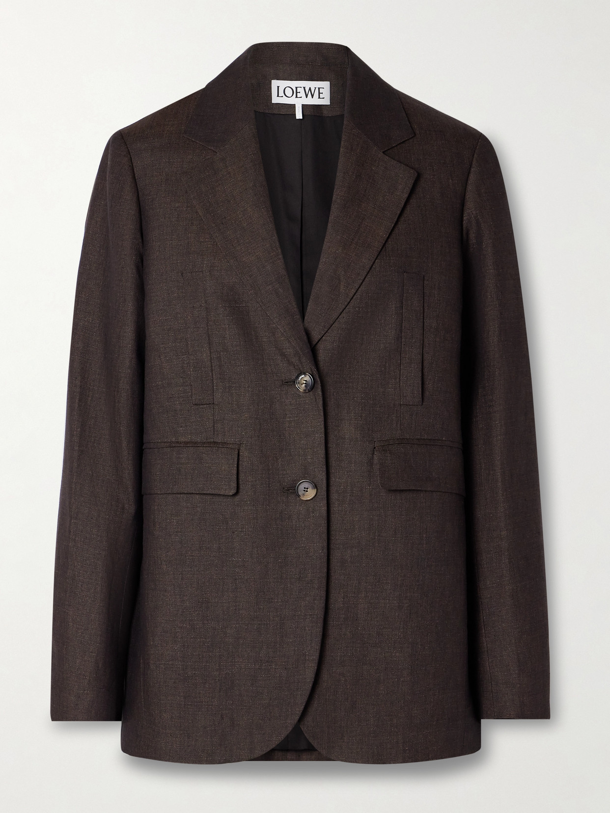 Shop Loewe Linen Blazer In Brown