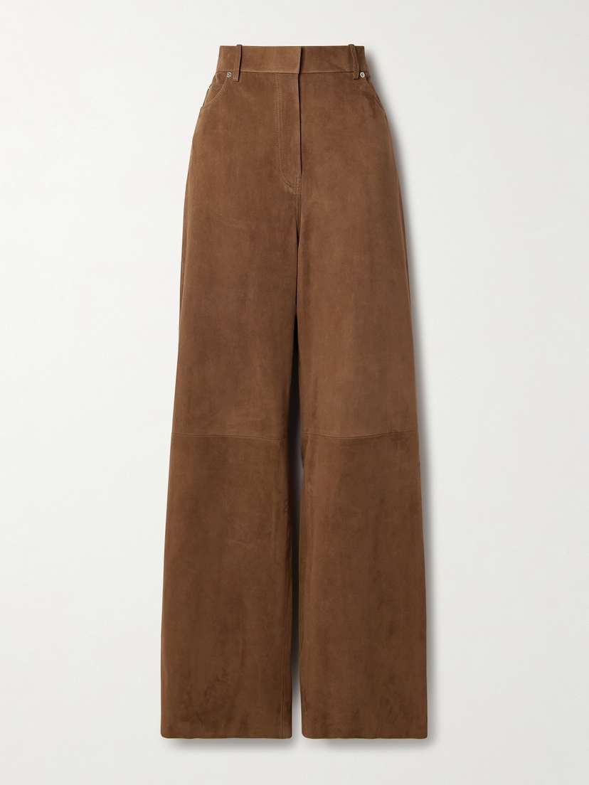 Loewe — Paneled suede high-rise wide-leg pants