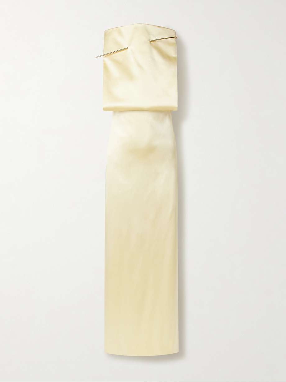 Loewe Open-back embellished pin silk-blend satin midi dress