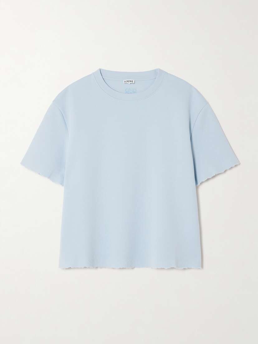 Loewe Embroidered Distressed Cotton-blend Jersey T-shirt