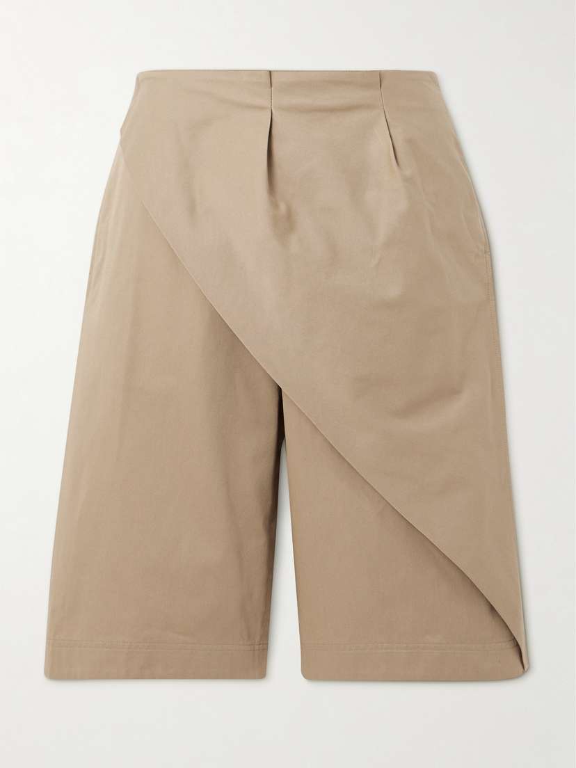 Loewe Layered Wrap-effect Cotton-twill Shorts