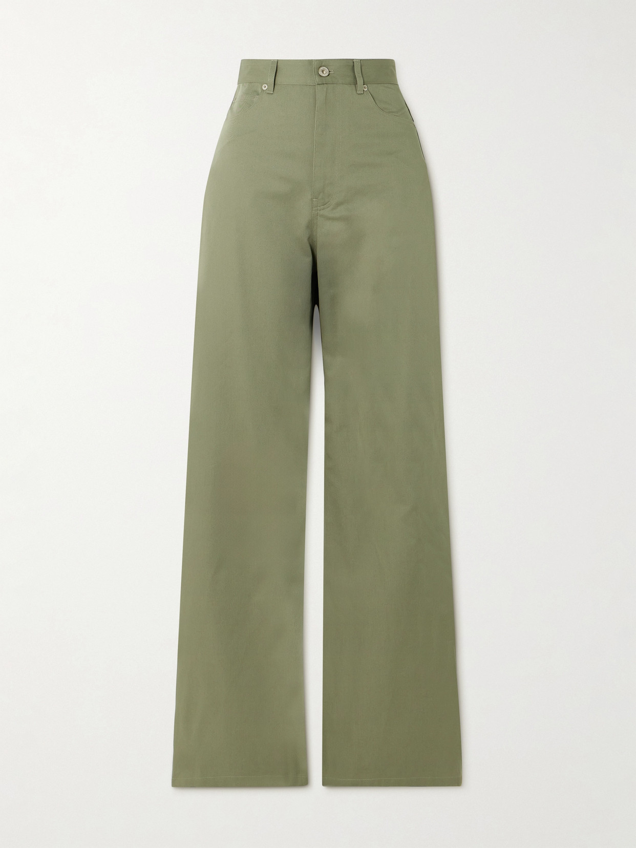 Loewe High Waist Twill Pants In Green ModeSens