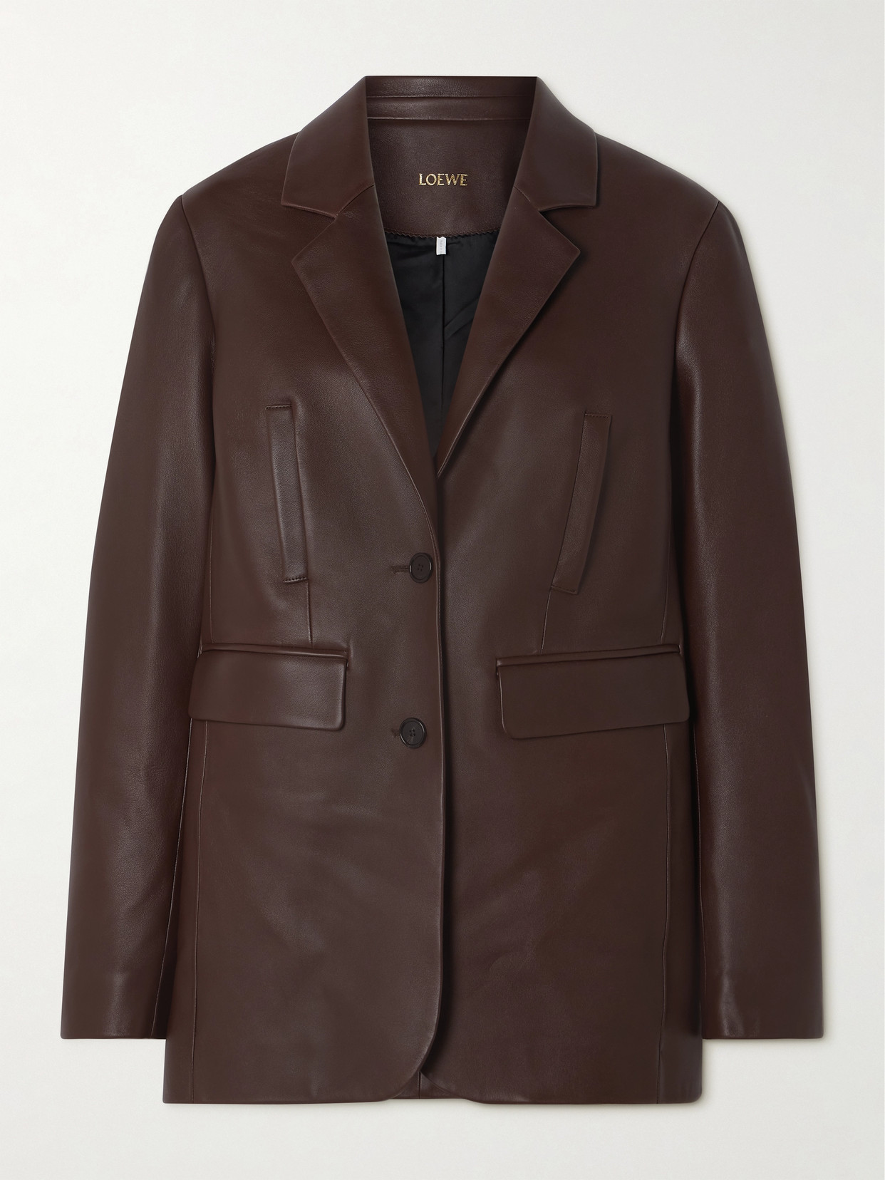 Loewe Paneled Leather Blazer In Brown