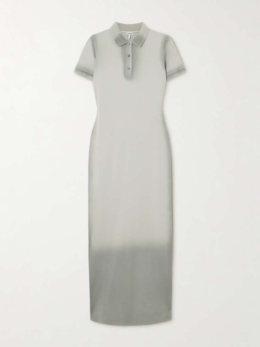 Loewe Ombré Cotton-blend Piqué Polo Midi Dress