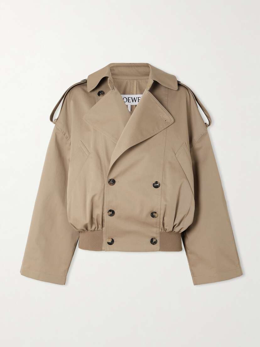 Loewe Cropped Double-breasted Cotton-gabardine Jacket - FR 32