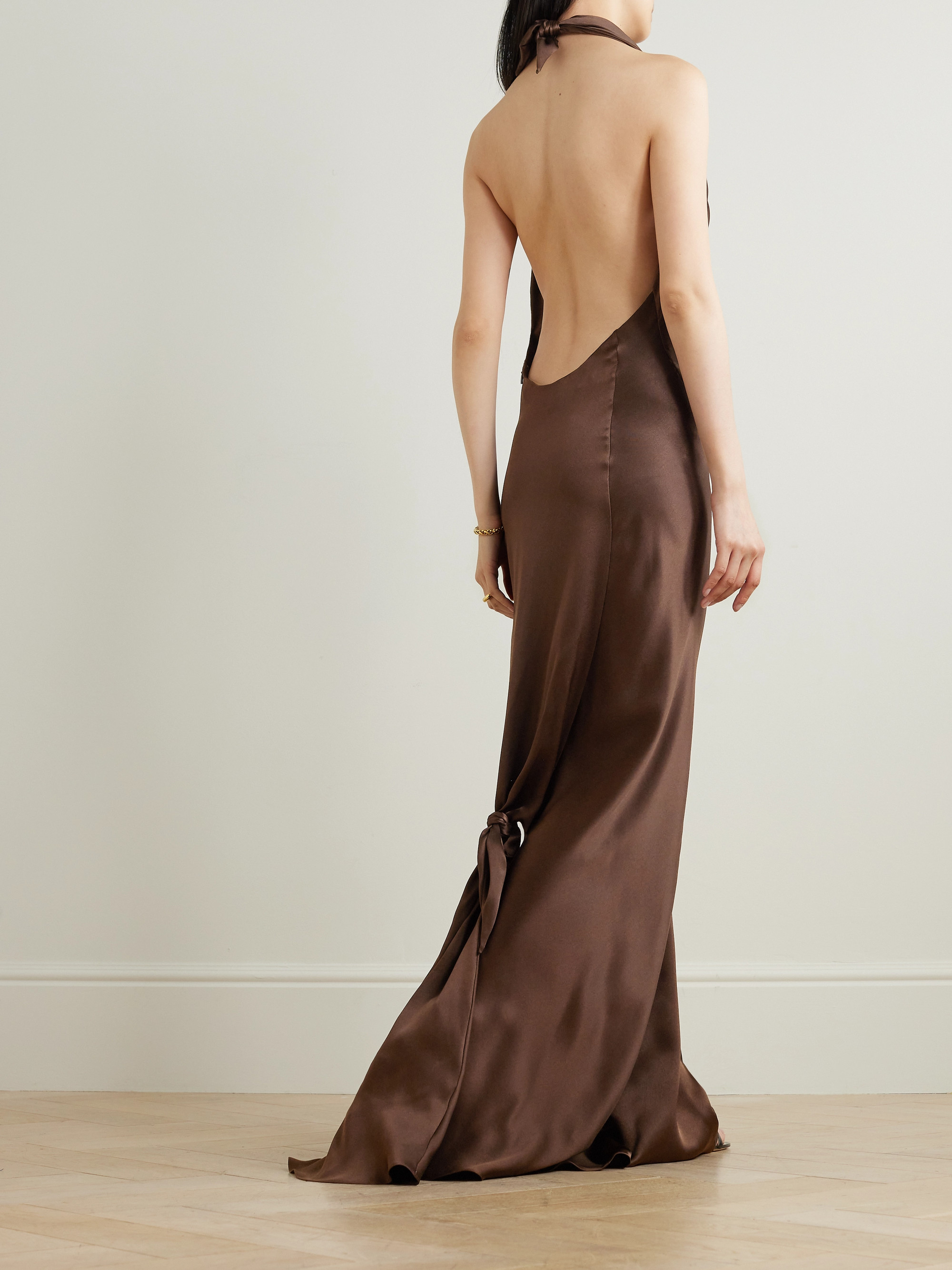 loewe draped silk dress Loewe - Draped silk-satin halterneck gown