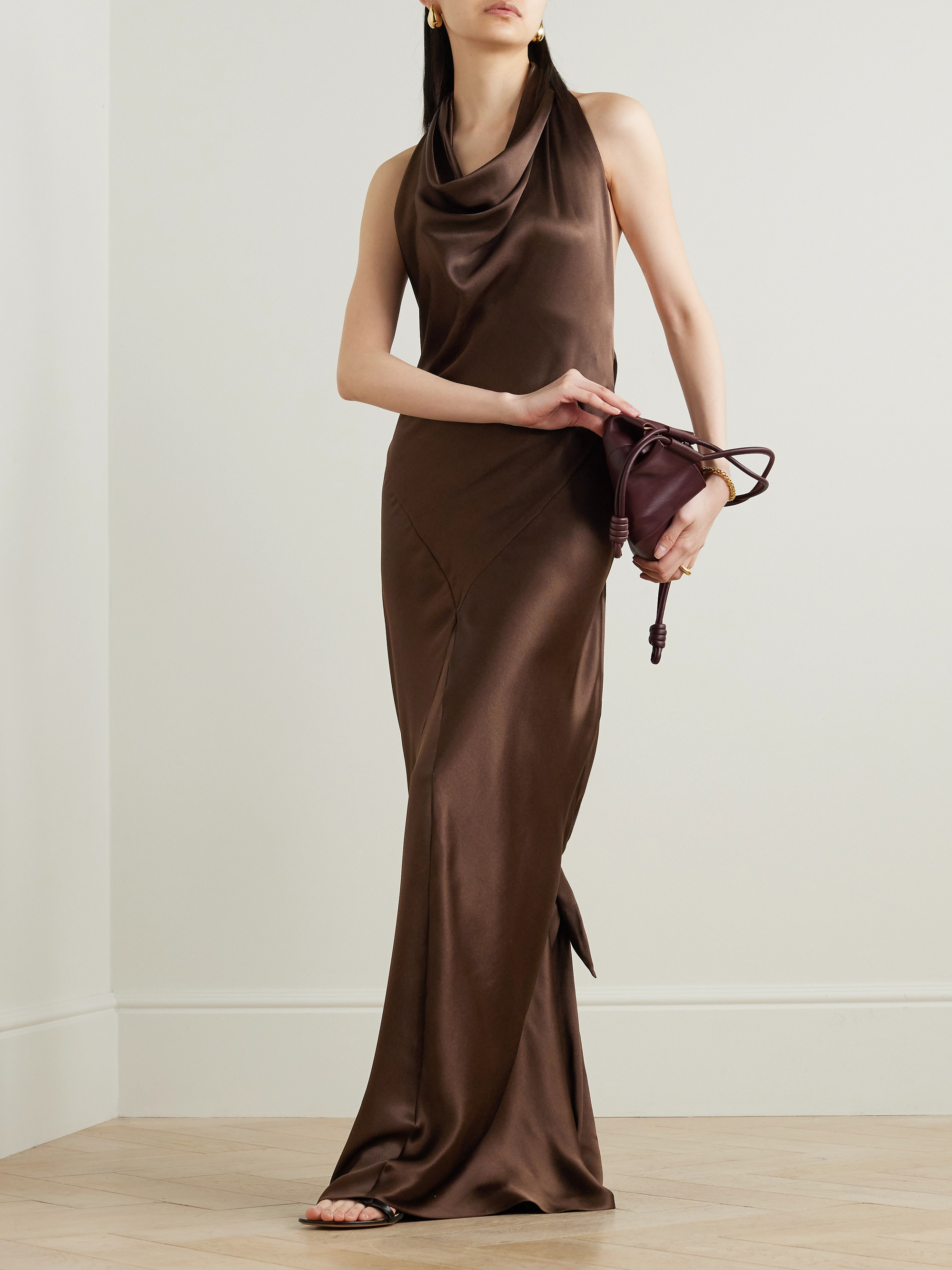 loewe draped dress in silk Loewe - Draped silk-satin halterneck gown