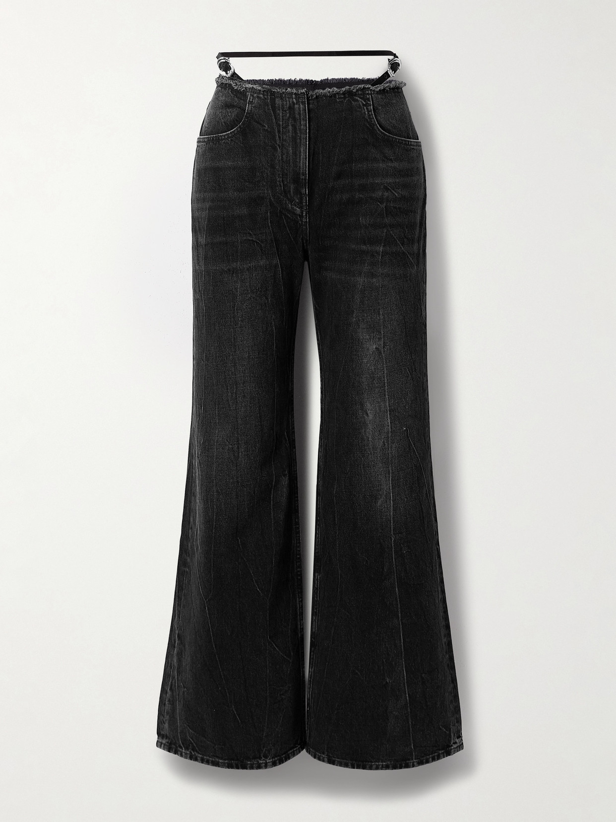 Givenchy Distressed Low-rise Wide-leg Jeans In Black