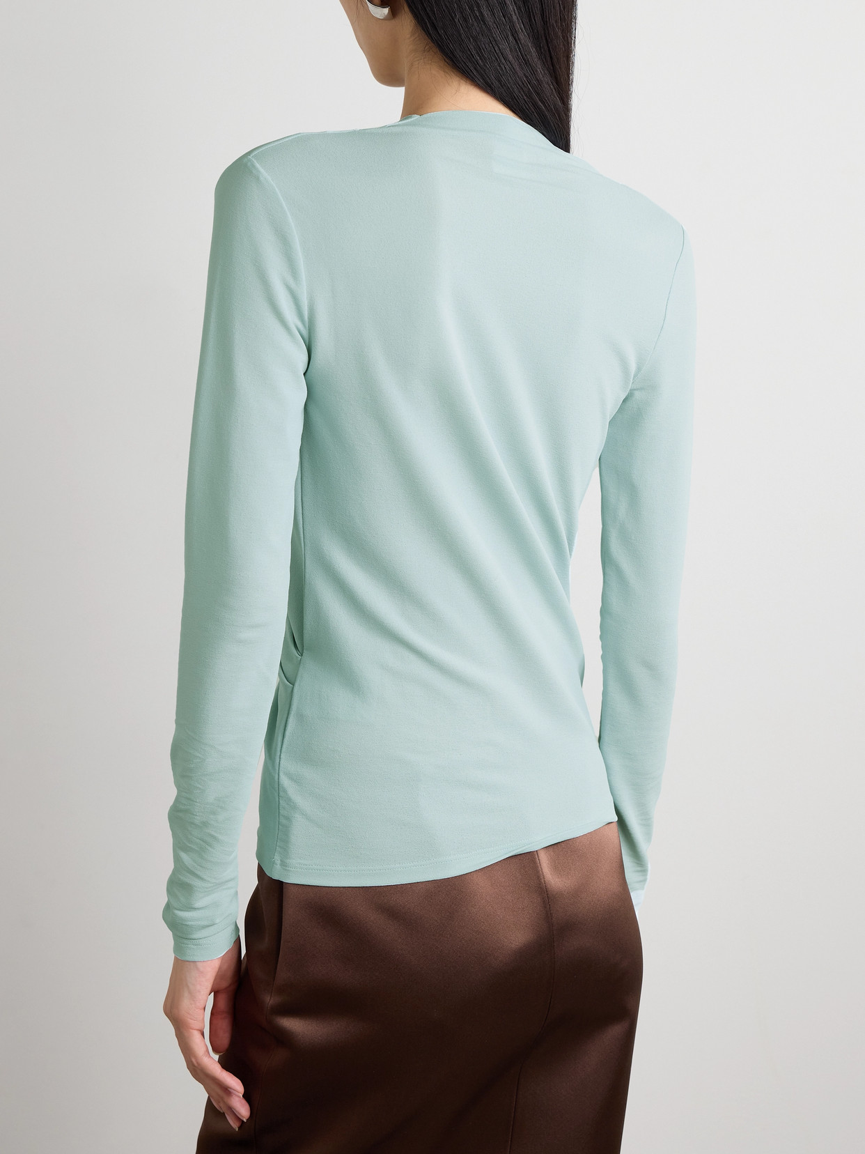 Givenchy Draped Blouse In Crepe Jersey In Blue