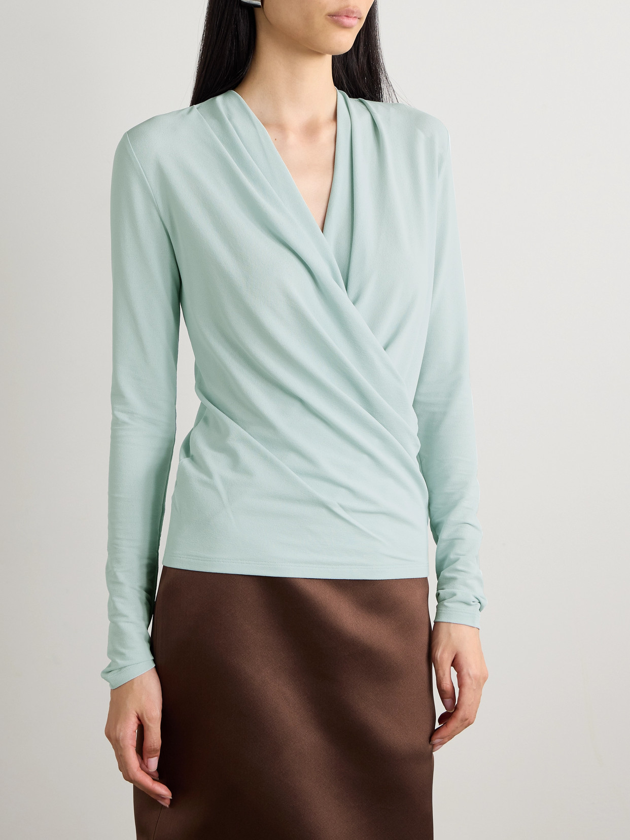 Givenchy Draped Blouse In Crepe Jersey In Blue
