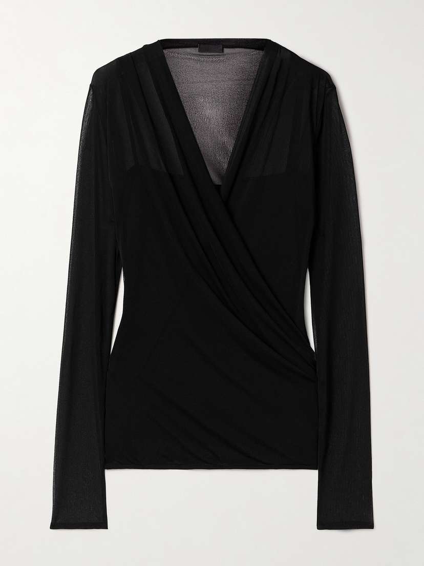 Givenchy Draped Wrap-effect Stretch-tulle Top