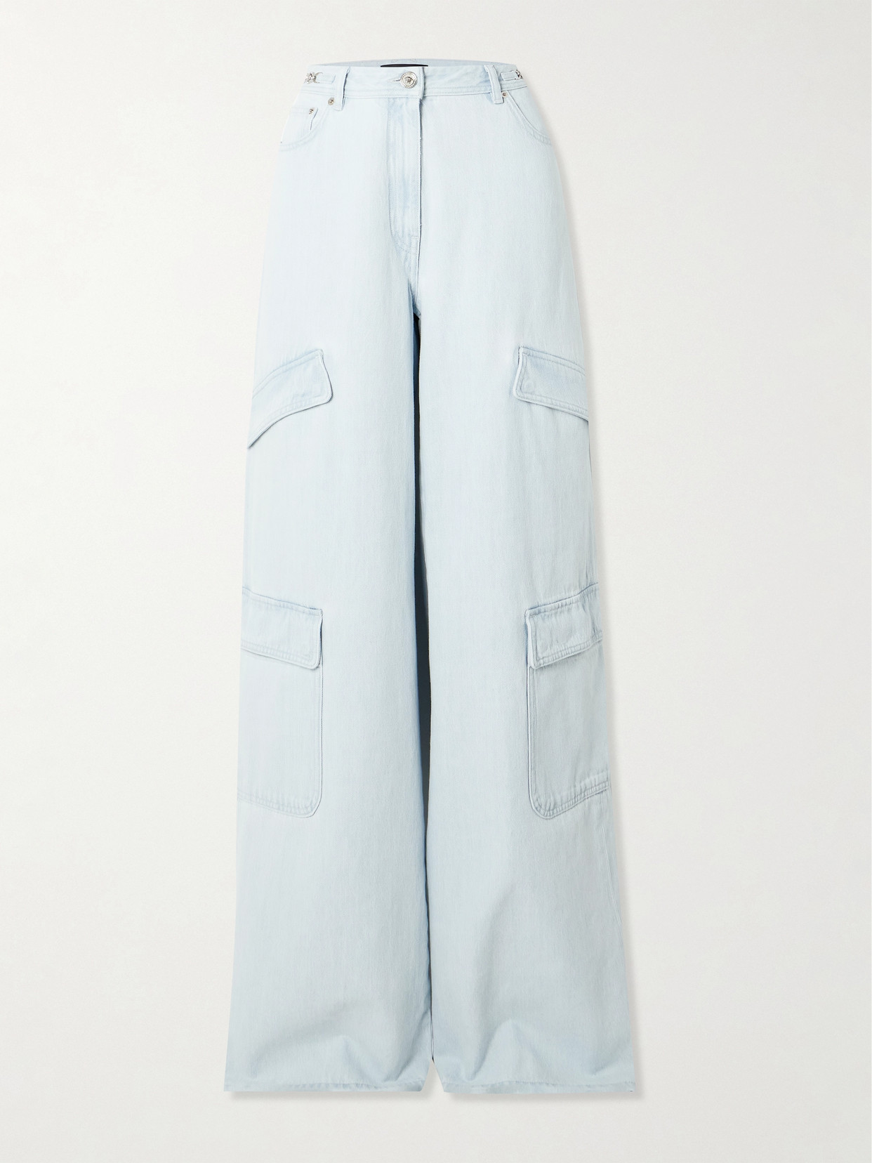 Versace - High-rise Wide-leg Cargo Jeans - Blue