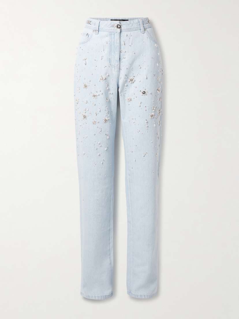 Versace Embellished High-rise Straight-leg Jeans