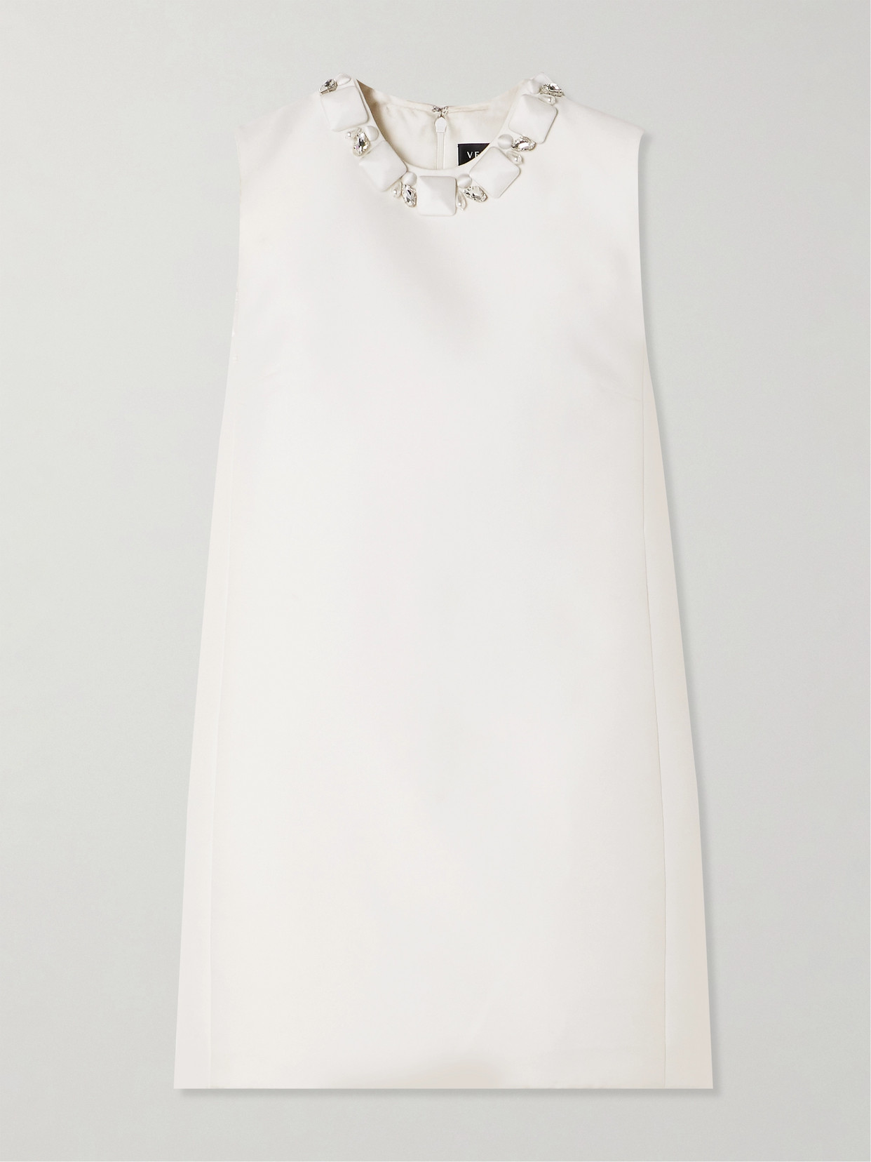 Versace Embellished Satin Mini Dress In White