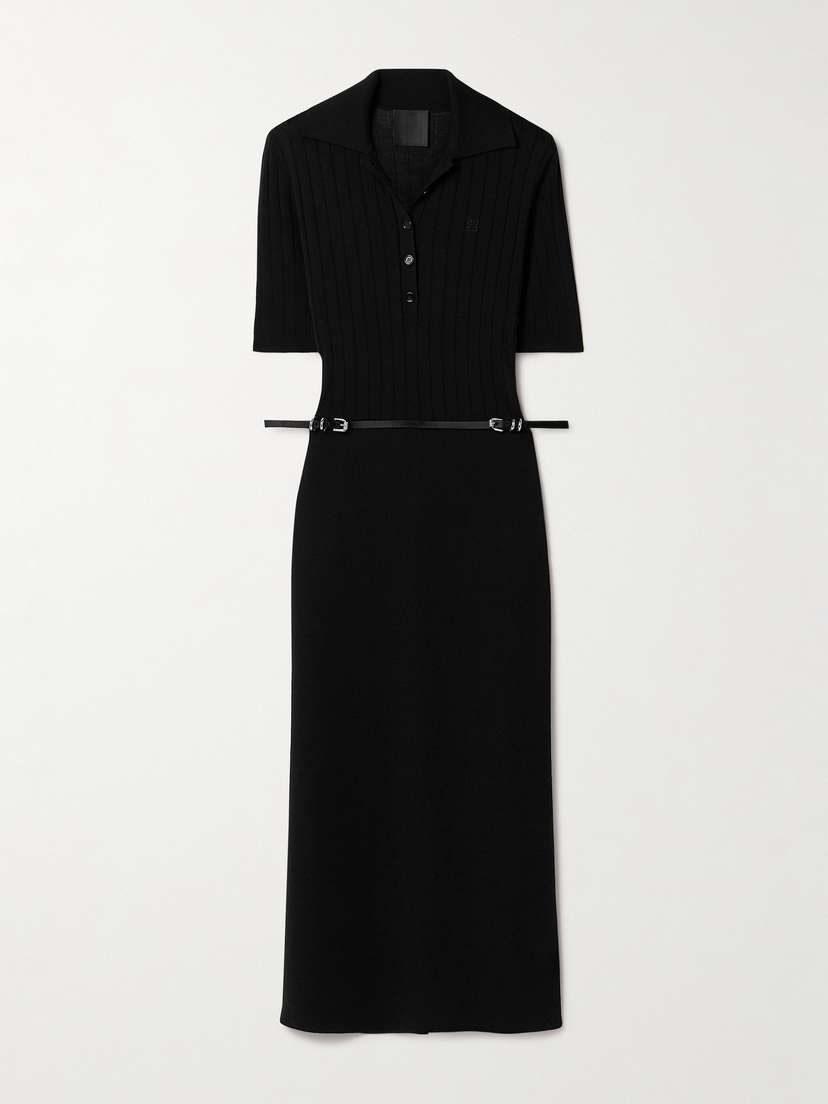 Givenchy Belted Ribbed Wool Midi Dress - x small