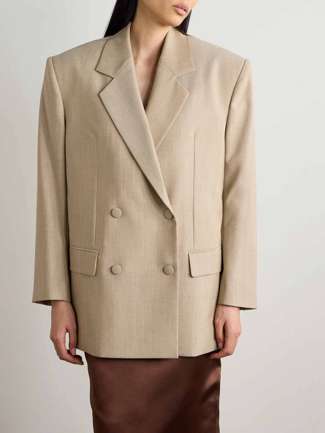 Shop Givenchy Double-breasted Wool Blazer In Neutrals