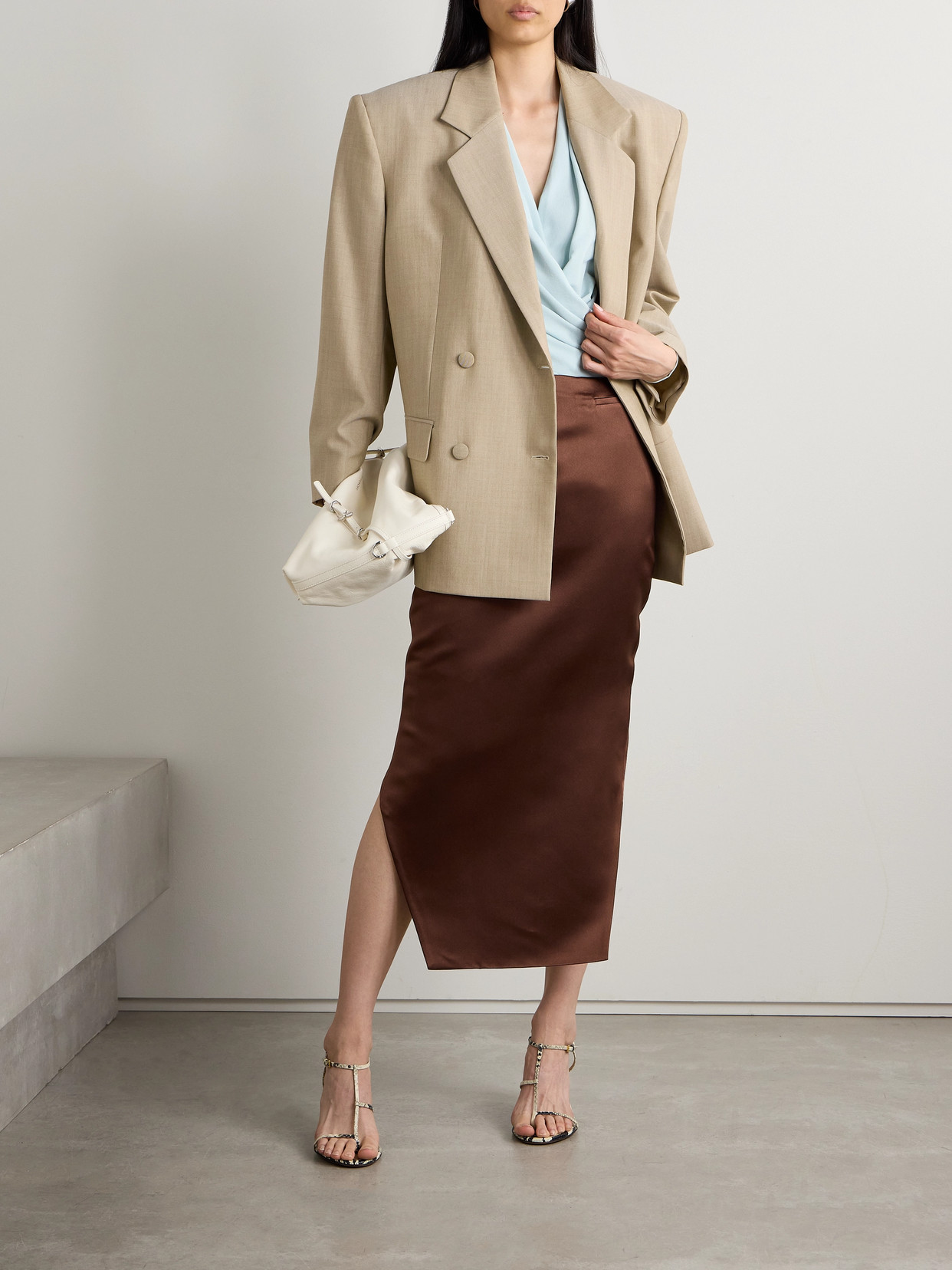 Shop Givenchy Double-breasted Wool Blazer In Neutrals