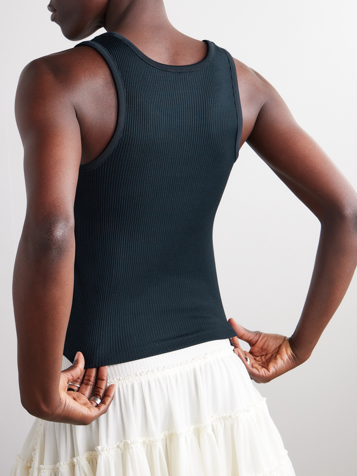 【LOEWE】Top in silk Loewe Silk Logo-embroidered Tank Top In Black | ModeSens