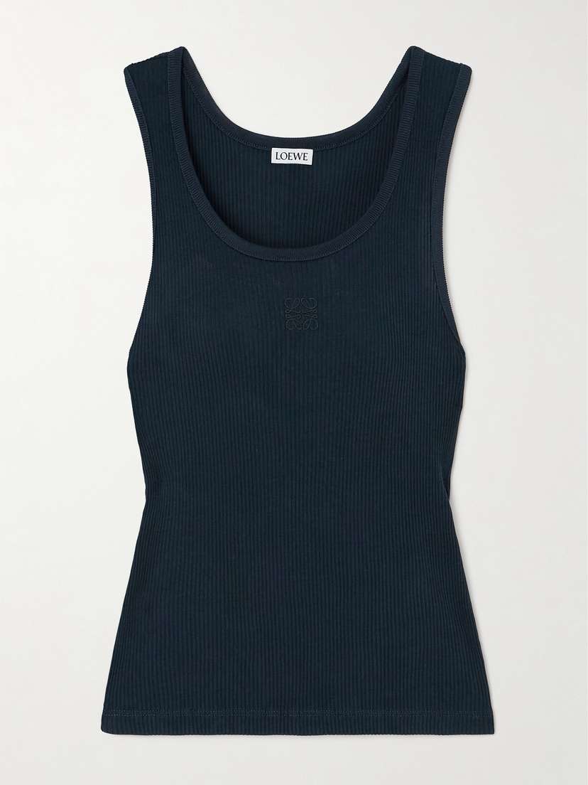 Loewe Embroidered Ribbed Silk Tank