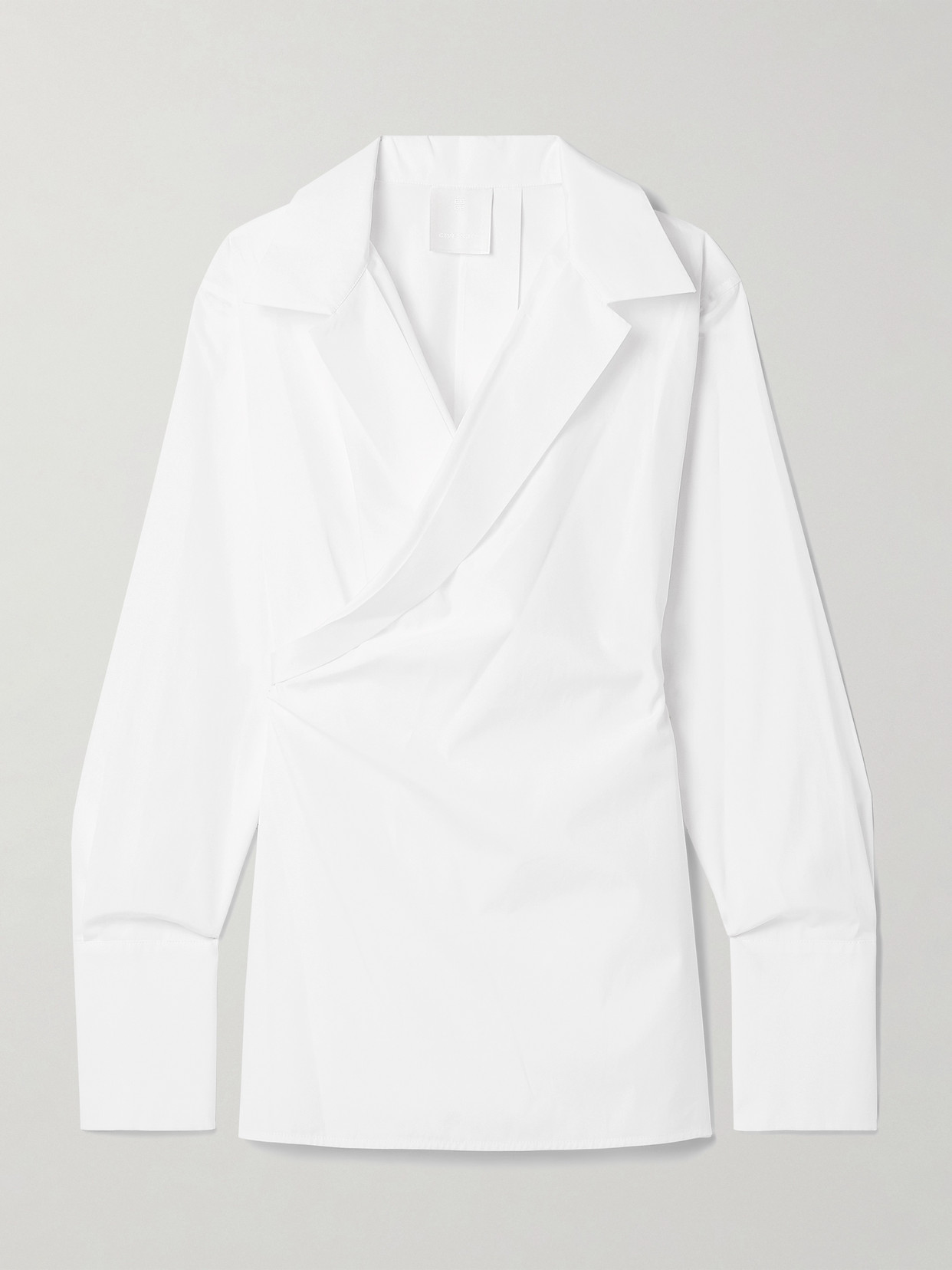 Givenchy Oversize Long Sleeve Cotton Wrap Top In White