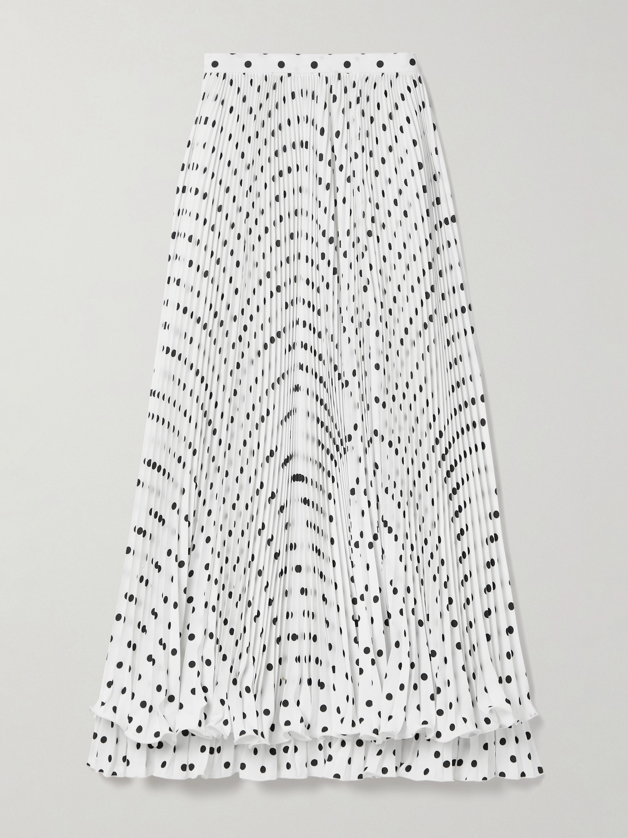 Balmain Ruffled Pleated Polka-dot Crepe Maxi Skirt In White