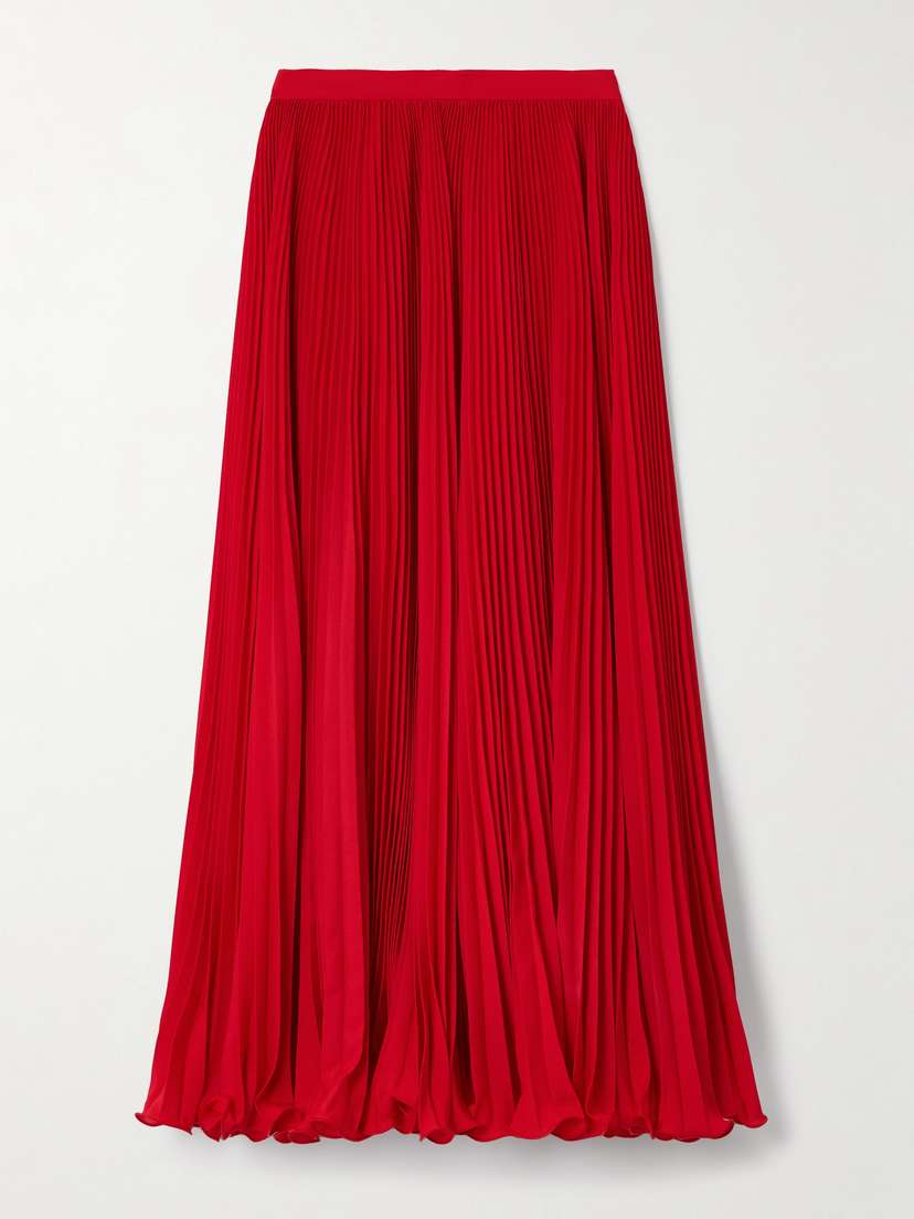 Balmain Pleated Crepe Maxi Skirt