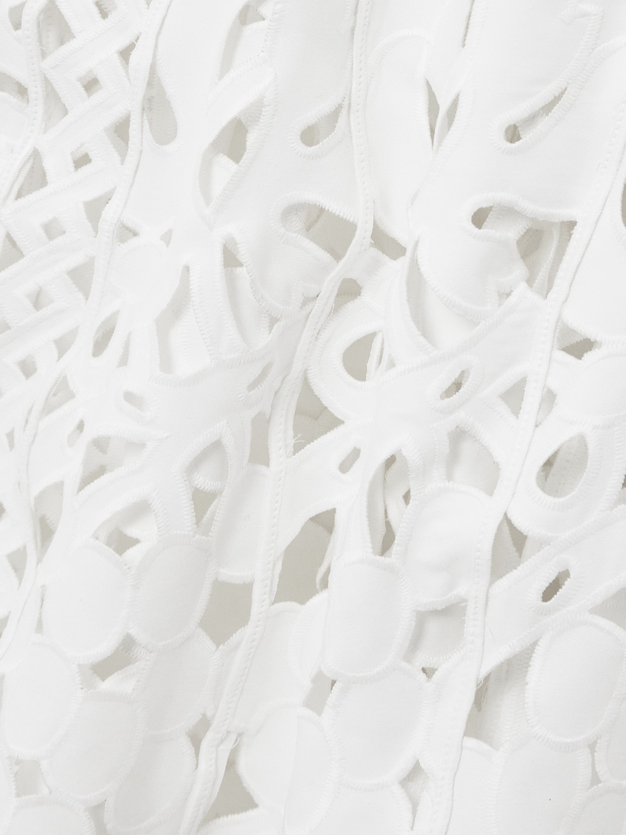 Oscar De La Renta Strapless Broderie Anglaise Midi Dress In White