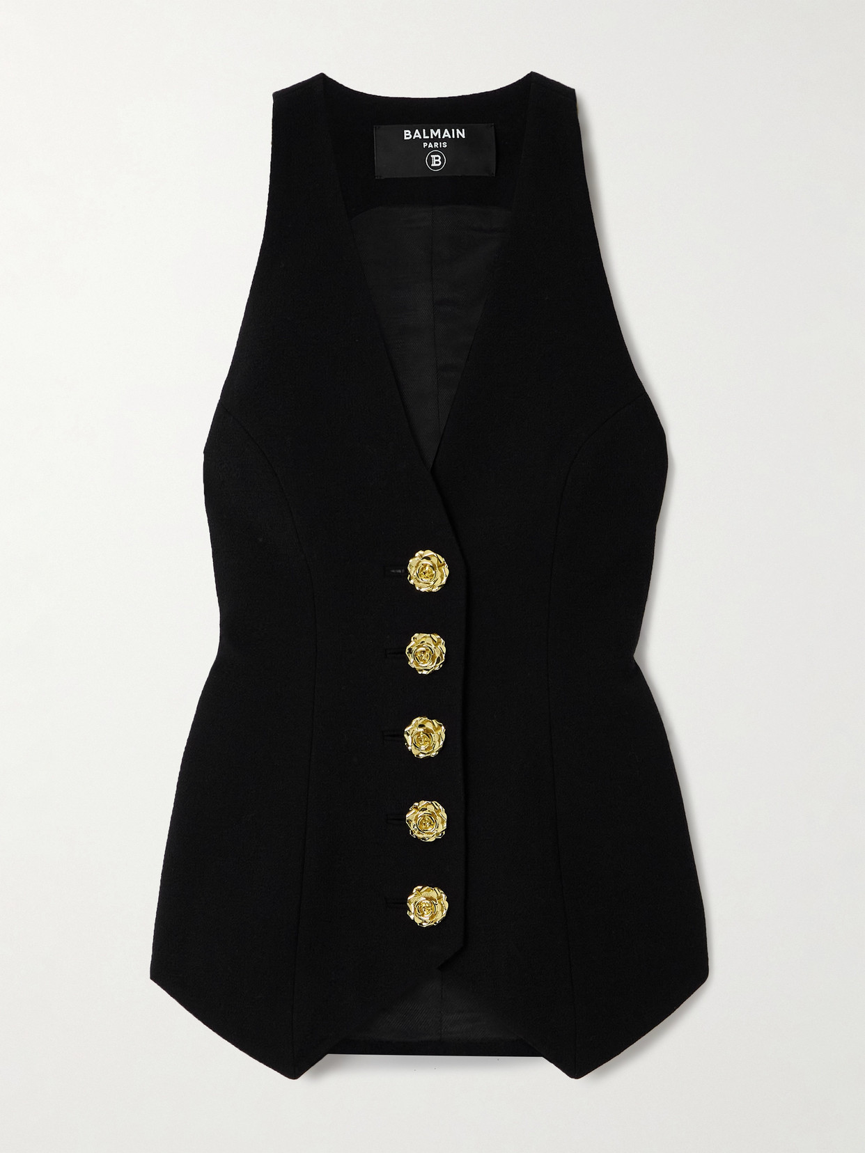 Balmain Wool-crepe Waistcoat In Black