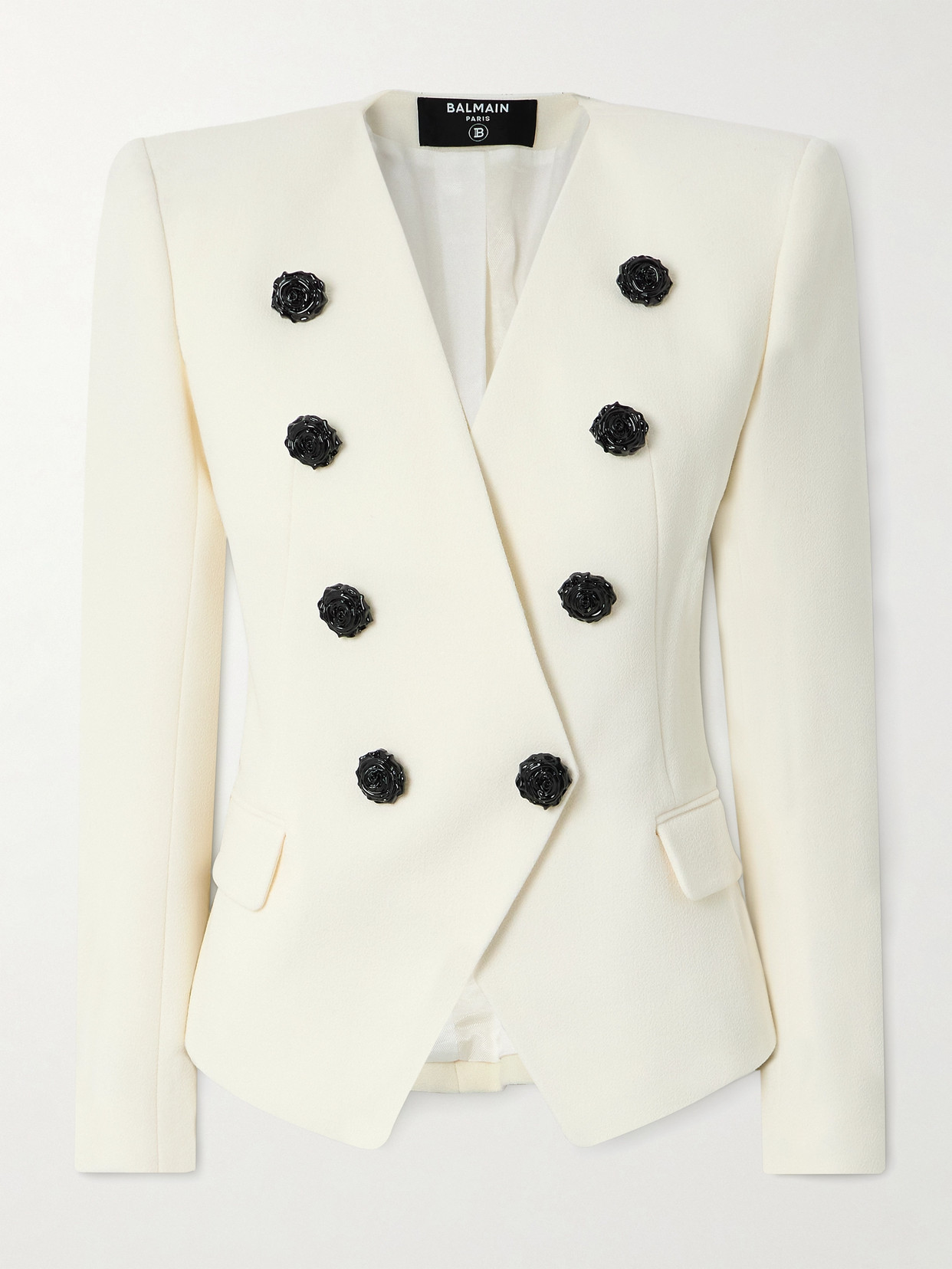 Balmain Embellished Wool Blazer In White