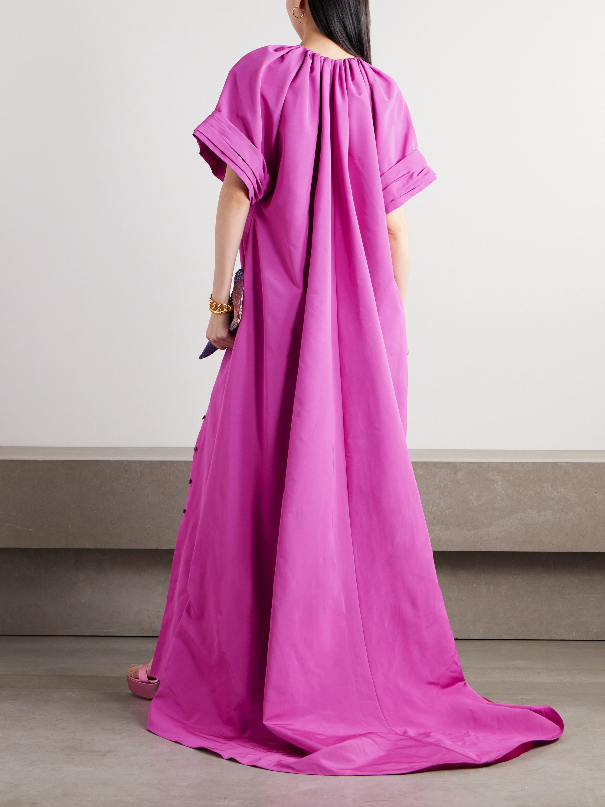 Oscar de la Renta Embellished cotton-blend faille gown