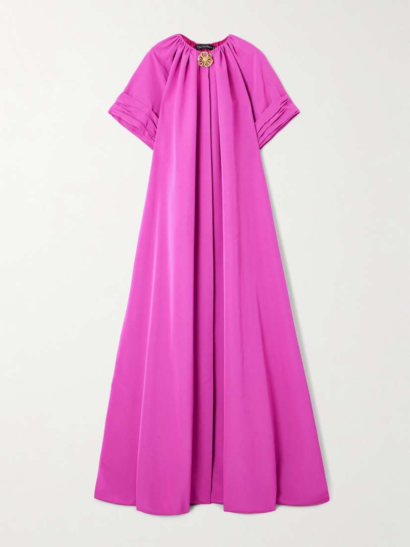 Oscar de la Renta Embellished Cotton-blend Faille Gown