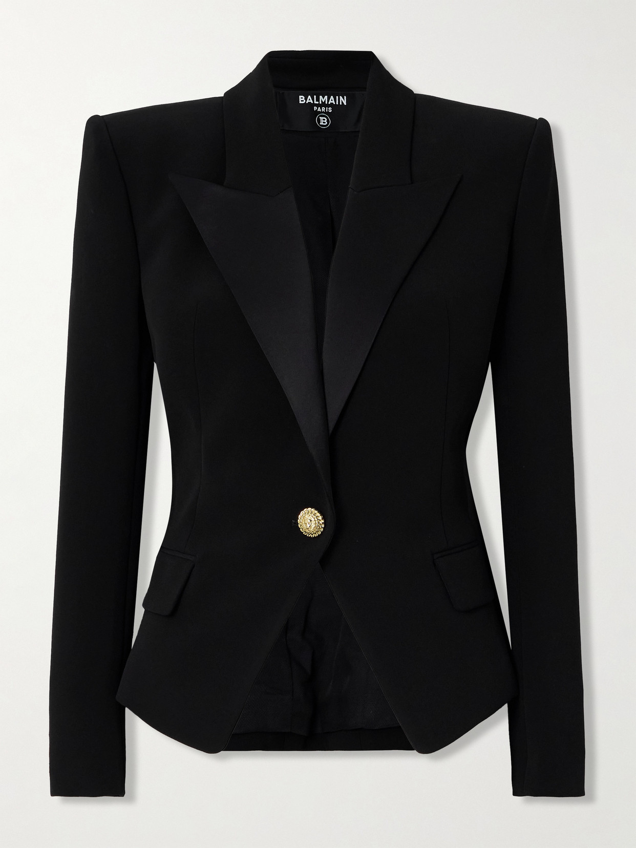 Balmain - Satin-trimmed Crepe Jacket - Black
