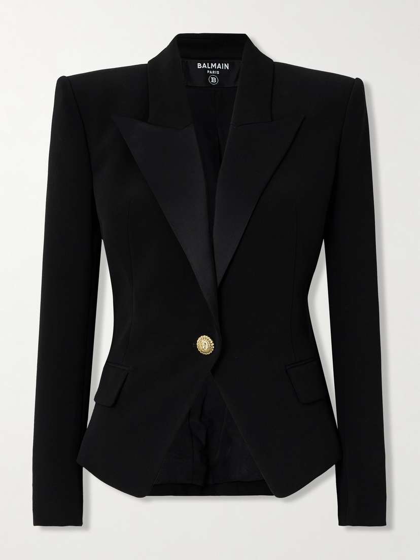 Balmain Satin-trimmed Crepe Jacket