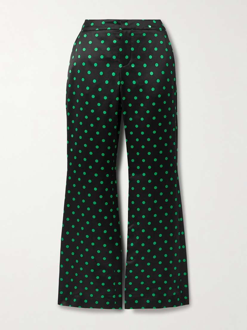 Balmain Polka-dot Duchesse-satin Flared Pants