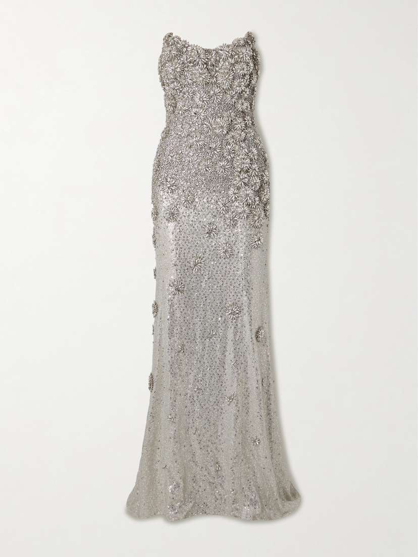 Oscar de la Renta Crystal-embellished Tulle Gown