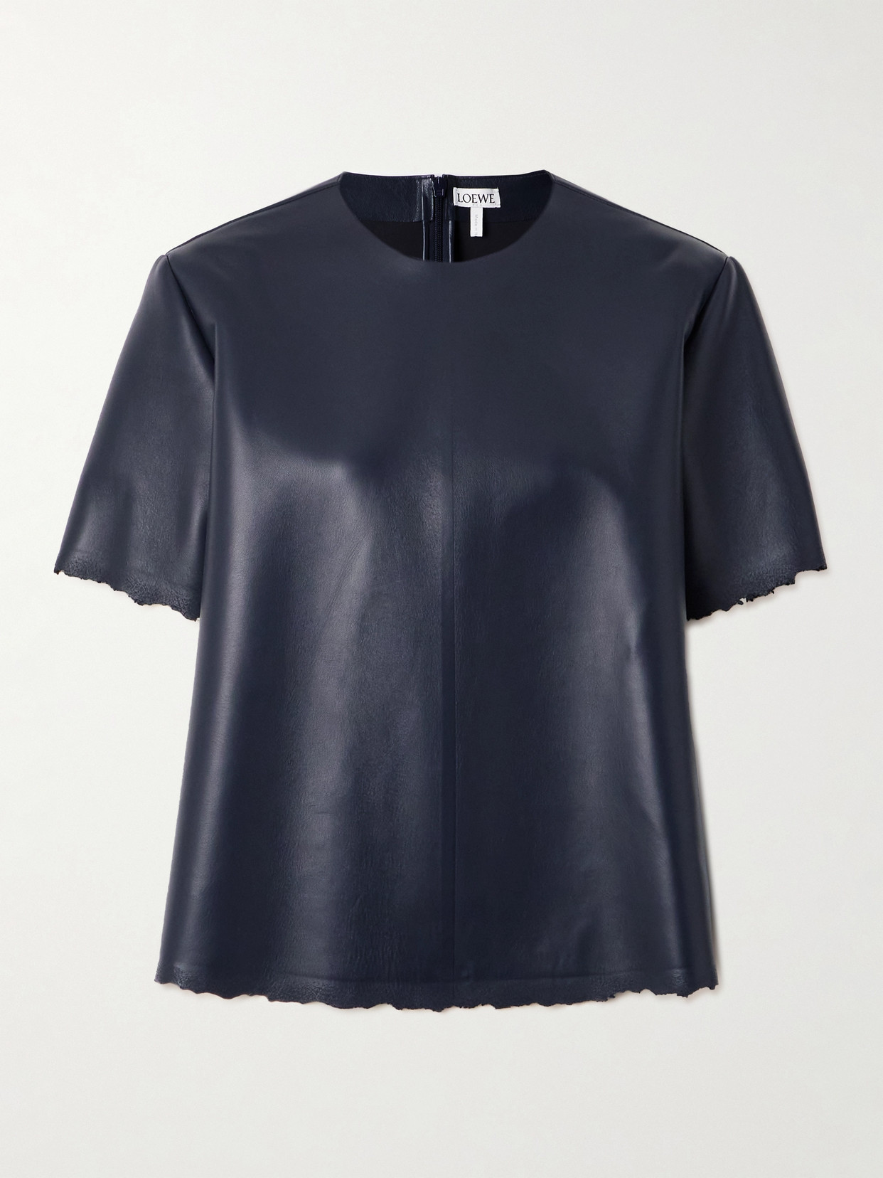 Loewe - Distressed Embossed Leather T-shirt - Blue