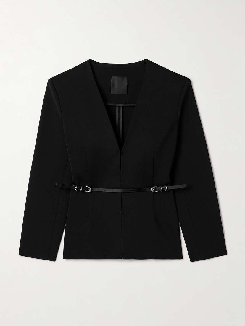 Givenchy Belted Leather-trimmed Jersey Blazer